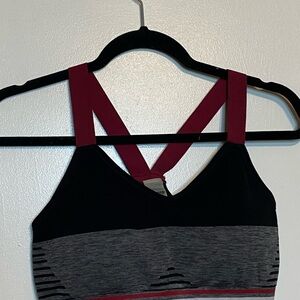 Stylish Black and Gray Women's Sports Bra Large